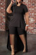 Casual Solid Patchwork O Neck Plus Size Two Pieces