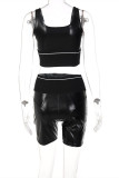 Sexy Casual Letter Print Vests U Neck Sleeveless Two Pieces (Without Coat)