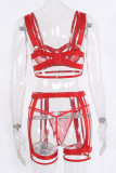 Sexy Solid Bandage Patchwork Valentines Day Lingerie