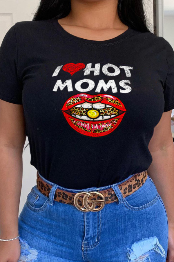 Casual Street Print Patchwork O Neck T-Shirts