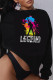 Casual Daily Print Patchwork O Neck Tops