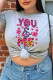Casual Print Patchwork Letter O Neck T-Shirts