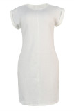 Fashion Casual Solid Basic O Neck Short Sleeve Dress Dresses