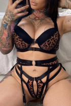 Sexy Print Leopard Patchwork Valentines Day Lingerie