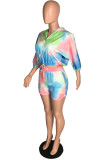 Fashion Casual Print Tie Dye Basic Hooded Collar Long Sleeve Two Pieces