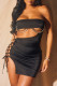 Sexy Patchwork Bandage Hollowed Out Backless Strapless Sleeveless Dress