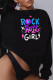 Fashion Casual Print Patchwork Letter O Neck Tops