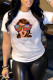 Fashion Street Print Patchwork O Neck T-Shirts