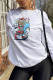 Fashion Street Print Patchwork O Neck Tops