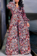 Casual Print Patchwork Turndown Collar Straight Jumpsuits