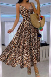 Casual Print Patchwork Knotted Spaghetti Strap Sling Dress Dresses