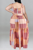 Casual Not Positioning Printed Bandage Backless Spaghetti Strap Plus Size Two Pieces
