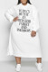 Fashion Casual Letter Print Basic Hooded Collar Long Sleeve Plus Size Dresses