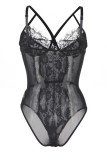 Sexy Living Solid Patchwork See-through Backless Lingerie