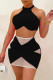Fashion Sexy Patchwork See-through O Neck Two Pieces