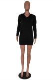 Fashion Casual Solid Basic Hooded Collar Long Sleeve Dresses