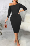 Casual Solid Patchwork Off the Shoulder One Step Skirt Dresses