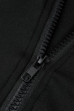 Casual Sportswear Patchwork Basic Zipper Collar Skinny Jumpsuits
