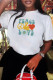 Fashion Street Print Patchwork O Neck T-Shirts