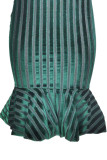 Elegant Striped Patchwork V Neck Trumpet Mermaid Dresses