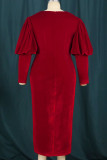 Elegant Solid Patchwork Beading Fold V Neck Straight Dresses