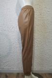 Fashion Casual Solid Basic Regular High Waist Trousers