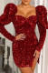 Sexy Solid Sequins Patchwork Frenulum Backless Square Collar Dresses