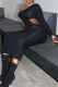 Fashion Sexy Solid Hollowed Out Backless Oblique Collar Long Sleeve Dresses