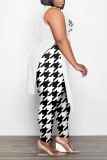 Casual Print Slit O Neck Plus Size Two Pieces