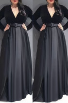 Casual Elegant Solid Patchwork Straight Plus Size Dresses