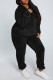 Fashion Casual Solid Basic Hooded Collar Long Sleeve Two Pieces