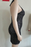 Fashion Sexy Dot Bandage Backless Halter Sleeveless Dress Plus Size Dresses