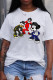 Casual Street Character Patchwork O Neck T-Shirts