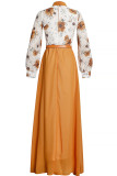 Casual Sweet Print Patchwork With Bow O Neck A Line Dresses