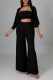 Fashion Casual Solid Hollowed Out Patchwork O Neck Long Sleeve Three-piece Set