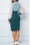 Casual Elegant Solid Bandage Hollowed Out Patchwork O Neck One Step Skirt Dresses