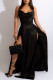 Fashion Sexy Solid Bandage Backless Slit Spaghetti Strap Long Dress