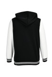 Casual Solid Patchwork Buckle Hooded Collar Outerwear