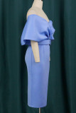 Sexy Elegant Solid Patchwork V Neck One Step Skirt Dresses