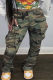 Fashion Casual Camouflage Print Patchwork Regular Mid Waist Trousers
