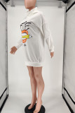 Casual Print Patchwork Hooded Collar Long Sleeve Dresses