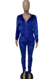 Casual Solid Patchwork Fold Zipper Long Sleeve Two Pieces