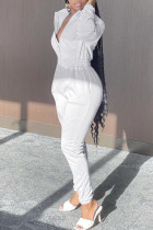 Casual Solid Patchwork Zipper Zipper Collar Regular Jumpsuits