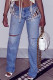 Fashion Casual Solid Ripped Bandage Mid Waist Regular Denim Jeans