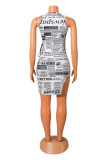 Fashion Sexy Print Bandage Hollowed Out O Neck Sleeveless Dress