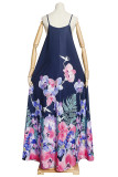 Fashion Casual Print Backless Spaghetti Strap Long Dress Dresses