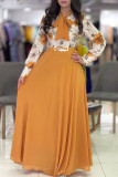Casual Sweet Print Patchwork With Bow O Neck A Line Dresses