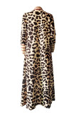 Fashion Casual Print Leopard Cardigan Plus Size Overcoat