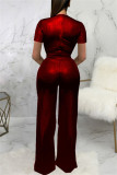 Fashion Casual Solid Basic V Neck Regular Jumpsuits