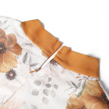 Casual Sweet Print Patchwork With Bow O Neck A Line Dresses